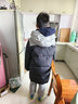 Skechers斯凱奇兒童中長(cháng)款羽絨外套冬季男女童梭織保暖連帽羽絨服L425K072 碳黑/0018 150 充絨量154g 曬單實(shí)拍圖