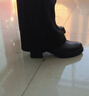 紅蜻蜓粗跟女棉靴冬季粗跟時(shí)尚圓頭高跟短靴棉鞋冬靴WJC44853 黑色 37 曬單實(shí)拍圖