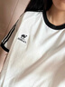 駱駝（CAMEL）純棉T恤女2026春夏休閑簡(jiǎn)約三條杠微寬松純棉短袖上衣男 N056A，無(wú)際白/幻影黑 ，中性【微寬版】 S 曬單實(shí)拍圖
