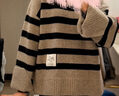 edition【董潔同款】云朵羊毛牦牛絨羊毛復古條紋毛衣慵懶風(fēng) 杏黑條 XS 曬單實(shí)拍圖