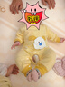 婧麒（JOYNCLEON）嬰兒連體衣春秋季新生的兒衣服純棉睡衣滿(mǎn)月男女寶寶無(wú)骨哈衣 長(cháng)耳朵狗黃 80cm 【9-18個(gè)月，體重8.5-10kg】 曬單實(shí)拍圖