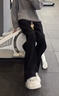 主意范麥穗紋提花褲子男款春夏秋季設計感衛褲垂墜感直筒闊腿休閑褲子潮 黑色升級 XL 130-145斤 曬單實(shí)拍圖