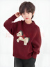 多多家男童拜年服兒童冬季卡通小馬套頭線(xiàn)衫中大童保暖舒適洋氣新年毛衣 紅色 120 曬單實(shí)拍圖