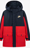 NIKE 耐克男女童紅色拜年服外套三合一拼接外套兒童保暖中長(cháng)款棉服 曬單實(shí)拍圖