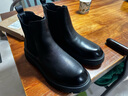 紅蜻蜓切爾西靴男牛皮高幫加絨短靴商務(wù)輕便耐磨皮靴子WLD450611黑色44 曬單實(shí)拍圖