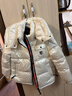 鴨鴨（YAYA）羽絨服女短款2024年冬季新款時(shí)尚潮流亮面可拆卸帽加厚保暖外套XB 珍珠白色 M 曬單實(shí)拍圖