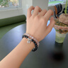 祥隱【直發(fā)】天然黑曜石手串女招財雙圈水晶手鏈情人節女友禮物 師傅推薦【財來(lái)運轉】8mm銀象款-曜晶級黑曜石 紫貓眼 曬單實(shí)拍圖