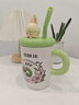 萌兔兔非人哉陶瓷馬克杯女生高顏值可愛(ài)帶蓋吸管學(xué)生情侶水杯子送人禮物 綠色470ml 曬單實(shí)拍圖