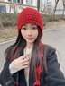 偶森鏤空針織毛線(xiàn)帽女秋冬季川西旅游出片神器拍照流蘇綁帶安可雷穿搭 曬單實(shí)拍圖