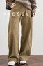 FAESSLIN卡其色燈芯絨闊腿褲女秋季直筒高個(gè)子加長(cháng)休閑鐮刀香蕉褲 曬單實(shí)拍圖