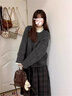 唐菓蜜連衣裙女秋冬季2025新款韓系時(shí)尚百搭減齡復古學(xué)院風(fēng)顯瘦套裝裙子 灰色毛衣+格紋裙子 M 曬單實(shí)拍圖