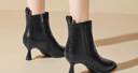 ZHR細跟短靴冬季女鞋復古氣質(zhì)高跟鞋增高尖頭及踝靴子 BQ150A黑色38 曬單實(shí)拍圖