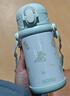 膳魔師（THERMOS）兒童保溫杯大容量水杯316l不銹鋼杯學(xué)生吸管杯運動(dòng)水壺喝水杯子 薄荷綠吸管杯 400ml （2套吸管） 曬單實(shí)拍圖