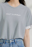 茵曼（INMAN）純棉蕾絲拼接短袖T恤女2025夏季時(shí)尚字母繡花百搭休閑上衣 花灰色 L 曬單實(shí)拍圖