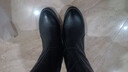 富貴鳥(niǎo)真皮牛皮短靴女秋冬加絨保暖中筒靴粗跟氣質(zhì)女靴 黑色加絨 36 曬單實(shí)拍圖