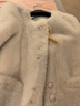 伊芙麗（eifini）伊芙麗圓領(lǐng)仿水貂皮草金屬扣裝飾短款毛毛外套2024冬季新款上衣 米白 M 105-115斤 曬單實(shí)拍圖