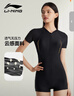 李寧（LI-NING）泳衣女連體平角游泳衣女士專(zhuān)業(yè)運動(dòng)保守顯瘦溫泉泳裝7561黑金L 曬單實(shí)拍圖