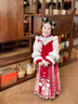 貝優(yōu)可古月家漢服女童2026冬款兒童新中式仙氣明制馬面裙套裝紅色拜年服 紅色套裝 110 曬單實(shí)拍圖