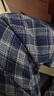 三福（SANFU）休閑褲2025冬季抽繩松緊腰寬松褲腳格子加厚長(cháng)褲女裝512346 寶藍 S 曬單實(shí)拍圖