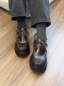 SugarSu 酥履26年春季新款蝴蝶結釘珠德比復古增高褶皺厚底女單鞋 摩卡棕 38 曬單實(shí)拍圖