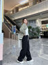 都市麗人闊腿褲女2025冬季新款大碼女褲高腰直筒休閑褲保暖加絨褲黑色褲子 曬單實(shí)拍圖