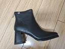 金利來(lái)（Goldlion）【新年禮物】女靴冬季粗跟短靴羊皮方頭時(shí)裝靴G686440187黑色37 曬單實(shí)拍圖
