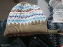費爾島帽子毛線(xiàn)帽保暖針織綁帶彩虹帽女款2025秋冬季護耳套頭帽 包包帽花色*卡其 曬單實(shí)拍圖