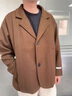 啄木鳥(niǎo)（TUCANO）男士大衣休閑西裝外套寬松高級感秋冬季毛呢子加棉厚款小西服上衣 棕色 【常規】 XL 建議體重130-150斤 曬單實(shí)拍圖
