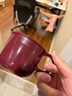 MUJI炻瓷 馬克杯 水杯杯子 桌面 帶把手 咖啡杯 家用  暗紅色 S 330ml 曬單實(shí)拍圖