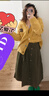 茵曼秋女裝文藝復古通勤中長(cháng)款學(xué)院風(fēng)純棉半身裙女傘裙子 卡其色1 L 曬單實(shí)拍圖