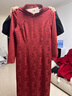 三彩大碼女裝2025冬季新款針織提花國風(fēng)旗袍領(lǐng)連衣裙紅色新年胖MM 曬單實(shí)拍圖