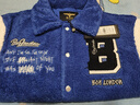 BOY LONDON秋冬男女同款仿泰迪絨潮牌休閑保暖梭織棒球外套N23013 藍/白色 S 曬單實(shí)拍圖