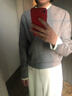 百圖（betu）女裝2025年冬季新款毛衣撞色領(lǐng)簡(jiǎn)約顯瘦長(cháng)袖針織衫上衣女2510T35 灰色 S 曬單實(shí)拍圖
