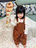 幼歌（YOUGE）嬰幼兒春新舒適親膚燈芯絨長(cháng)褲寶寶百搭背帶褲 咖色 90 cm 曬單實(shí)拍圖