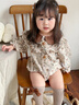 班喜迪嬰兒衣服春裝嬰幼兒連體衣寶寶包屁衣公主碎花哈衣春秋季外出爬服 杏色 90cm 曬單實(shí)拍圖
