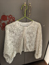 尚都比拉珍珠花邊圓領(lǐng)長(cháng)袖短款外套女秋季珠片鏤空繡花外搭開(kāi)衫寬松上衣 曬單實(shí)拍圖