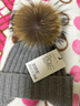 ERDOS 休閑裝飾抽條護耳保暖貉子毛球女帽子 瑪瑙灰 52cm 曬單實(shí)拍圖