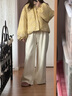 三吉黑花【千懿】新中式蝴蝶紗珠繡短款羽絨服女款冬季外套巨好看 鵝黃(90白鴨絨) S 曬單實(shí)拍圖