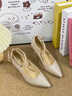 卓詩(shī)尼尖頭高跟鞋女2026春季新款法式配裙子婚鞋宴會(huì )一字帶珍珠淺口單鞋 香檳金 37 曬單實(shí)拍圖