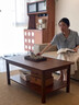 茶幾現代簡(jiǎn)約家用客廳雙層小戶(hù)型儲物茶臺中式長(cháng)方形茶桌實(shí)木腿 1.4米【雙層】胡桃木色 曬單實(shí)拍圖