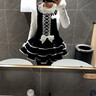 TO ALICE【To Alice】熊之原創(chuàng  )lolita古早昭和蛋糕三層裙擺背帶裙襯衫套裝 C8637黑色背帶裙 S 曬單實(shí)拍圖
