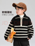 左西男童條紋毛衣兒童秋冬裝2025新款POLO領(lǐng)男孩針織衫潮 黑色 160 曬單實(shí)拍圖