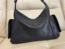 裘真新年禮物 植鞣羊皮逍遙hobo包單肩斜挎包休閑復古大容量通勤包女 黑色-小號羊皮 曬單實(shí)拍圖