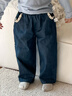 幼歌（YOUGE）女童春季新款純棉元氣寬松牛仔褲中小童百搭柔軟直筒褲 牛仔藍 100 cm 曬單實(shí)拍圖
