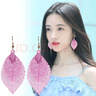 祥源昌仙氣水鉆楓葉金屬耳環(huán)女針潮人耳墜氣質(zhì)長(cháng)款耳釘E858小眾潮 超仙森系雙層樹(shù)葉耳環(huán)粉色 曬單實(shí)拍圖