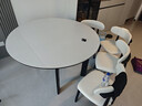 上林春天實(shí)木餐桌椅組合 意式極簡(jiǎn)巖板餐桌可伸縮折疊小戶(hù)型家用圓桌子 【格調黑】純白巖板+羊角椅*4 135cm *85cm*75cm【直邊款】 曬單實(shí)拍圖