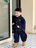 嘟嘟家【防褪色】?jì)和杭拒浥Ｗ刑籽b男童休閑寬松兩件套女童梭織外套潮 牛仔藍 90 曬單實(shí)拍圖