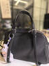 裘真植鞣胎牛皮悠悠保齡球包女復古通勤大容量手提單肩包包 黑色肩帶款-胎牛皮 曬單實(shí)拍圖