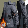 西塘先生冬季沖鋒衣工作服迷彩服夾克外套裝工裝戰術(shù)加絨男軍旅棉服勞保服 戶(hù)外黑色套裝 XL XL 175【120-145斤】 曬單實(shí)拍圖