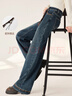 香影【加絨】復古微喇牛仔褲女2025冬季新款丹寧風(fēng)高腰寬松闊腿褲 牛仔藍 M 160/64A/95-110斤 曬單實(shí)拍圖